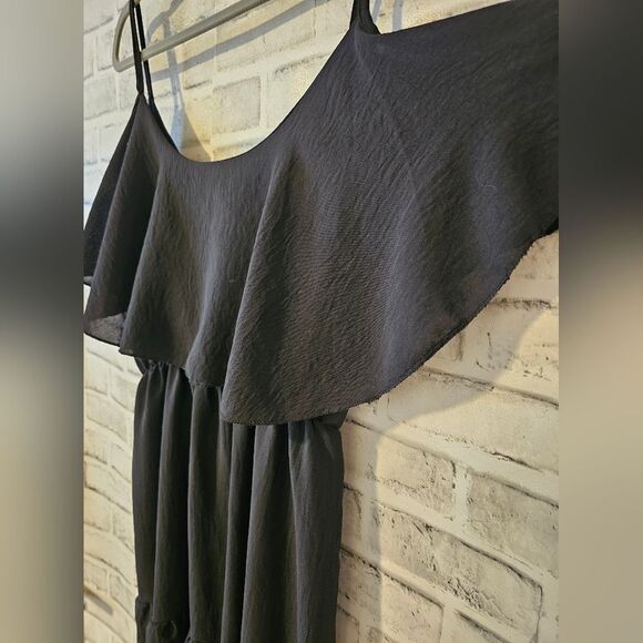 Florencia black tiered dress with spaghetti straps, size M/L. - Picture 3 of 7